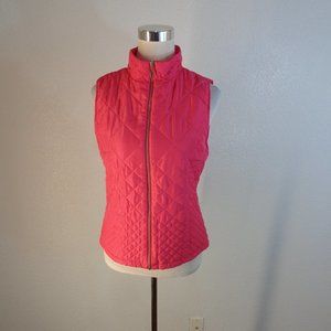 For Cynthia Womens size Medium Petite Solid Pink Quilted Fleece Full Zip Vest